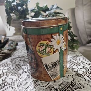 Vintage Style Tin with Green and Brown Design